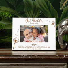 Great Grandad Remembrance White Photo Frame Personalised Landscape With Dandelions