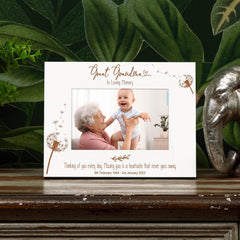 Great Grandma Remembrance White Photo Frame Personalised Landscape With Dandelions