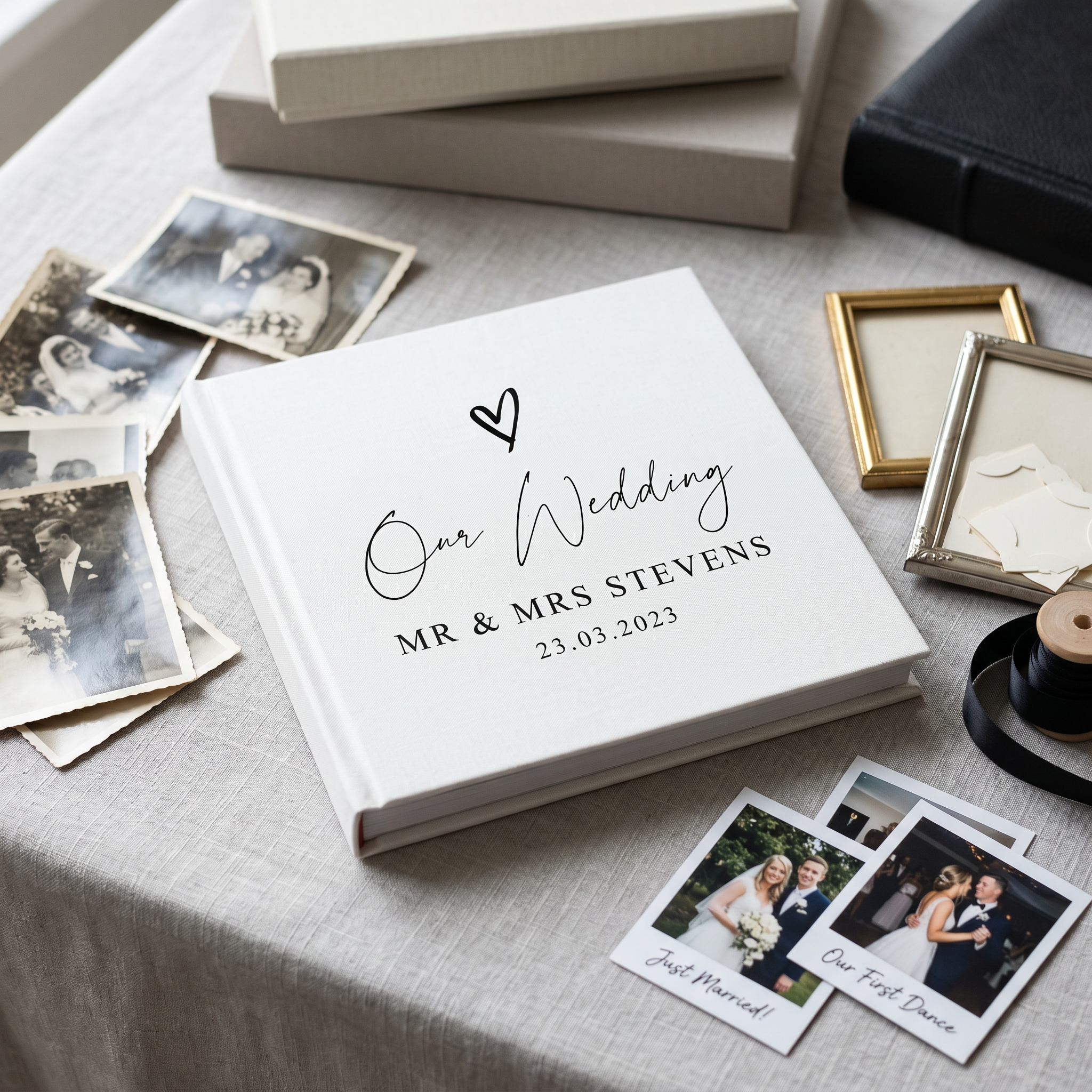 Large Traditional Book Bound Personalised Wedding Photo Album With Heart photo album ukgiftstoreonline