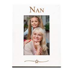 Nan Engraved White Wooden 6x4 Portrait Picture Photo Frame