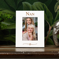 Nan Engraved White Wooden 6x4 Portrait Picture Photo Frame
