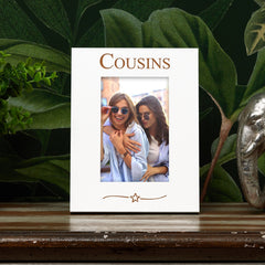 Cousins Engraved White Wooden 6x4 Portrait Picture Photo Frame