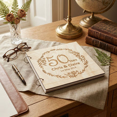 ukgiftstoreonline Personalised Large Wooden 50th Anniversary Scrapbook Photo Album Keepsake Scrapbook Guest Book ukgiftstoreonline