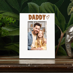White Engraved Daddy Heart Photo Frame Gift Portrait