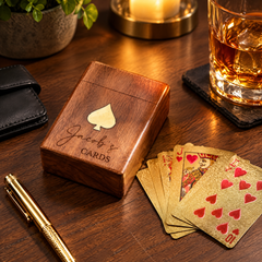 Personalised Wooden Card Box | Rosewood Playing Cards Gift Set Personalised Card Box ukgiftstoreonline