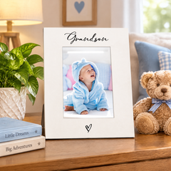 White Photo Frame, 6X4 Portrait, Grandson Heart Picture Frame Gift Photo Frame ukgiftstoreonline