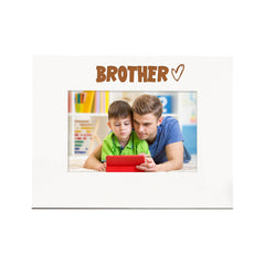 White Engraved Brother Heart Photo Frame Gift Landscape