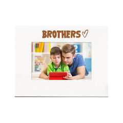 White Engraved Brothers Heart Photo Frame Gift Landscape