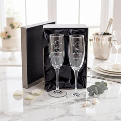 Personalised Champagne Glasses – Engraved Wedding Day Gifts Toasting Set ukgiftstoreonline