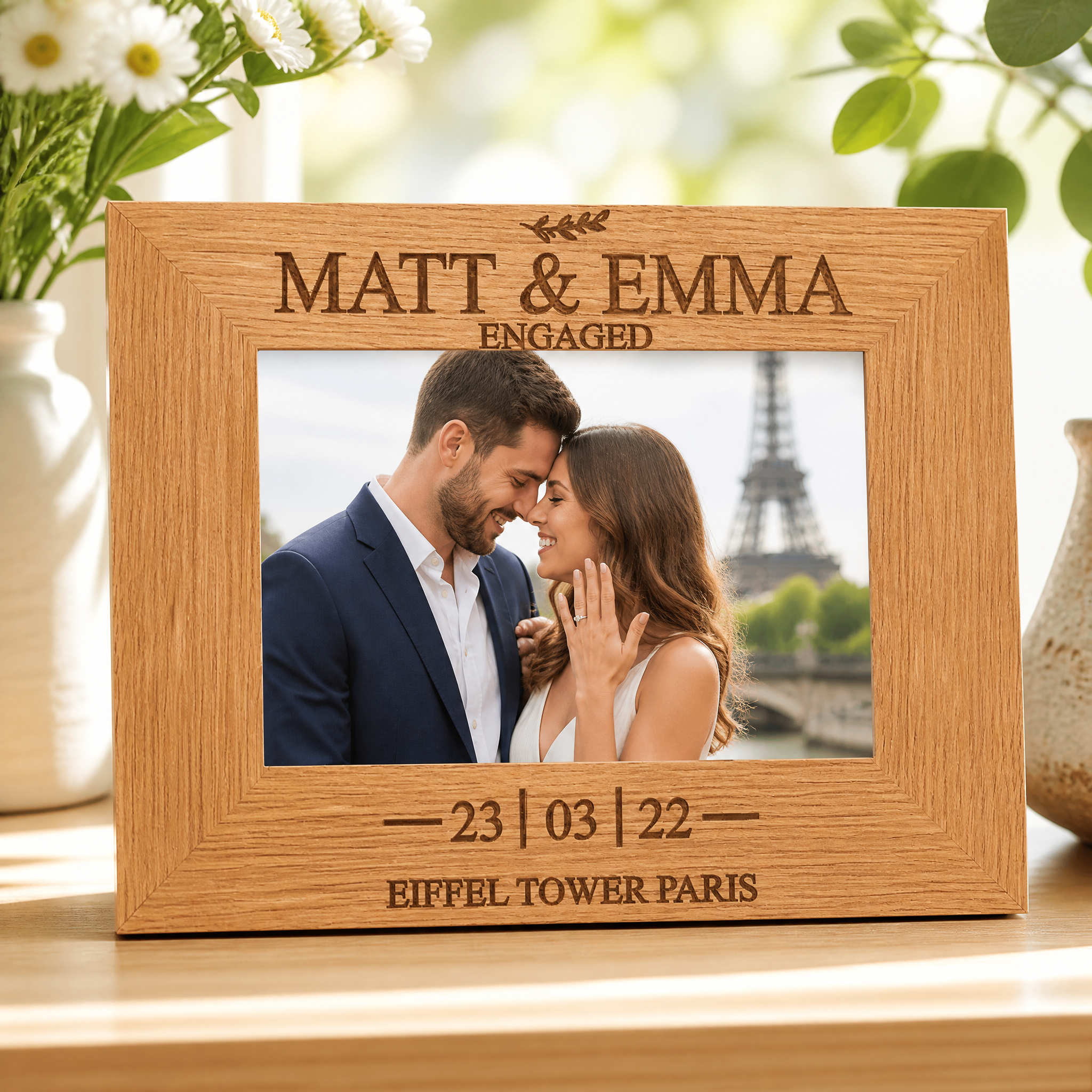Personalised Engagement Sentiment Gift Wooden Photo Picture Frame Landscape Photo Frame ukgiftstoreonline