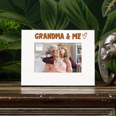 White Engraved Grandma & Me Heart Photo Frame Gift Landscape