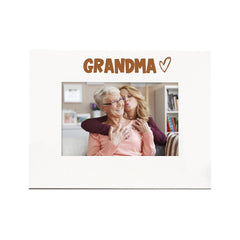 White Engraved Grandma Heart Photo Frame Gift Landscape