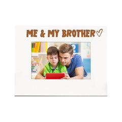 White Engraved Me & My Brother Heart Photo Frame Gift Landscape