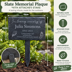 Personalised In Loving Memory Feathers Design Slate Marker Garden Loving Memory Remembrance ukgiftstoreonline