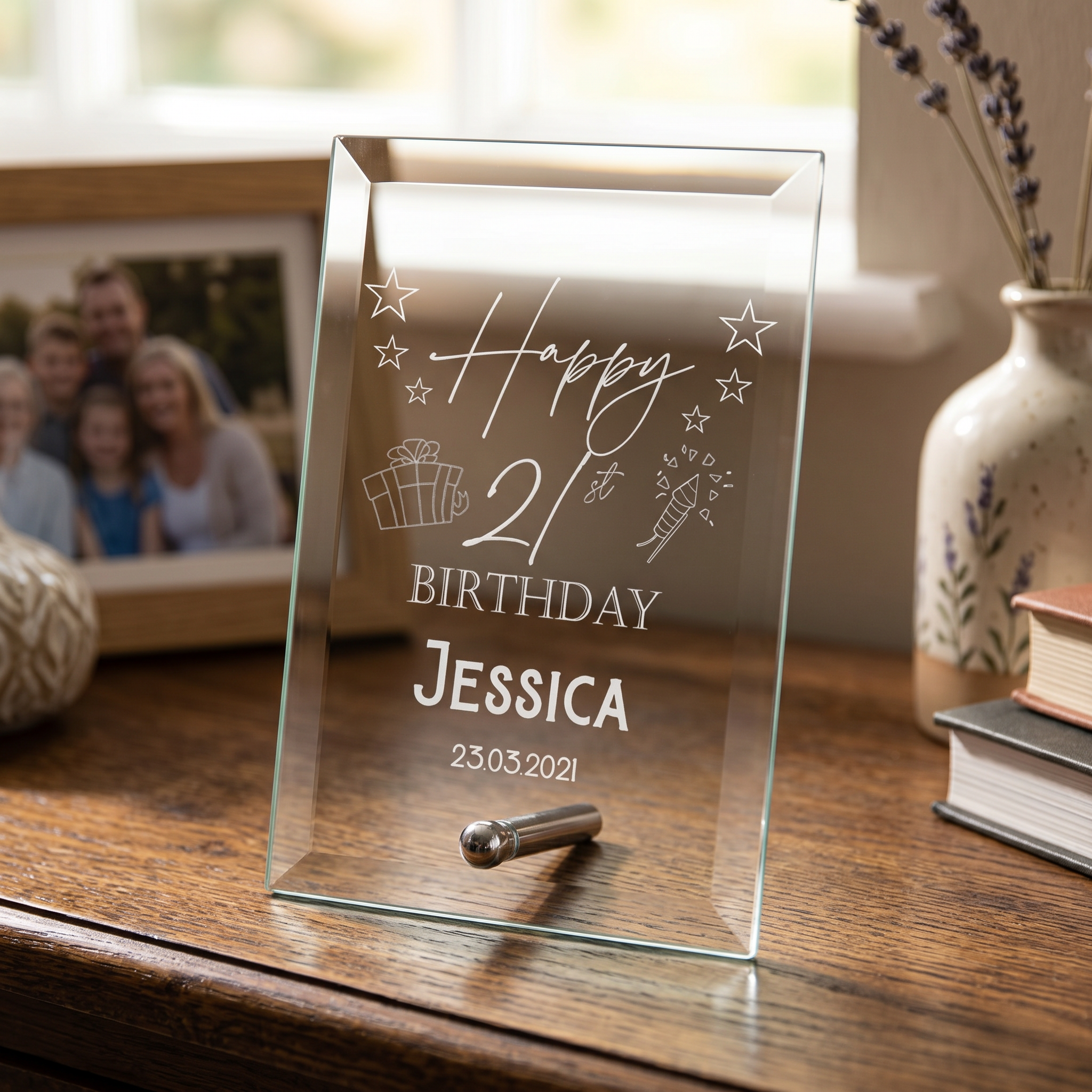 Personalised Birthday Plaque - Custom Glass Keepsake Gift For Any Age Celebration Personalised Crystal Glass ukgiftstoreonline