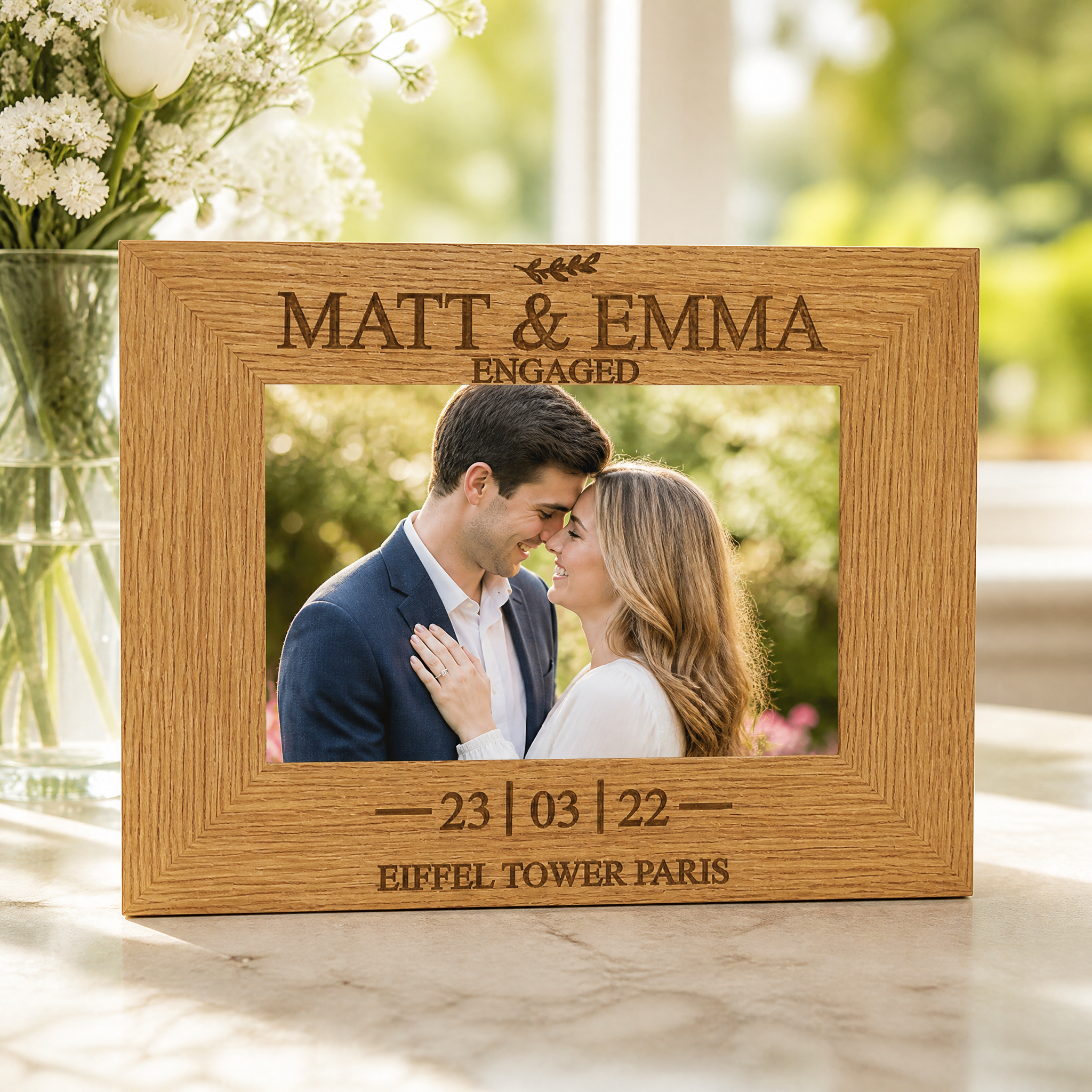 Personalised Engagement Sentiment Gift Wooden Photo Picture Frame Landscape Photo Frame ukgiftstoreonline
