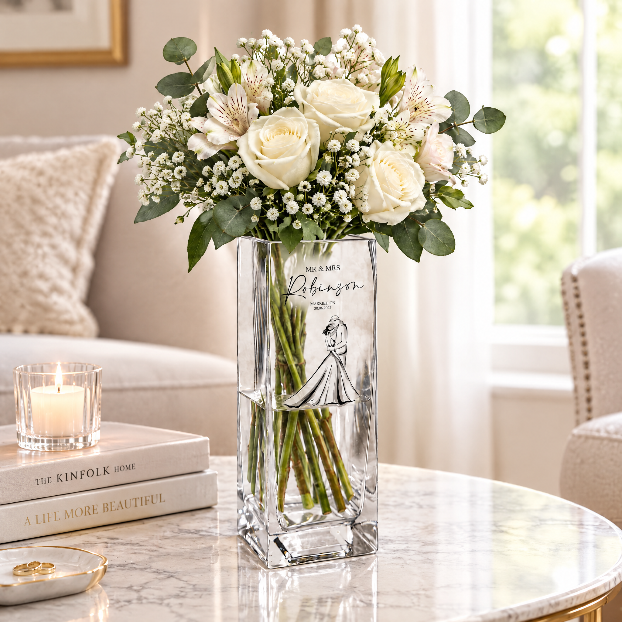 Personalised Wedding Or Anniversary Flower Vase Gift Present With Couple Personalised Flower Vase ukgiftstoreonline
