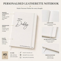 Personalised Daddy Notebook, A5 100 Lined Pages, Rear Pouch Gifts Personalised Notebook ukgiftstoreonline