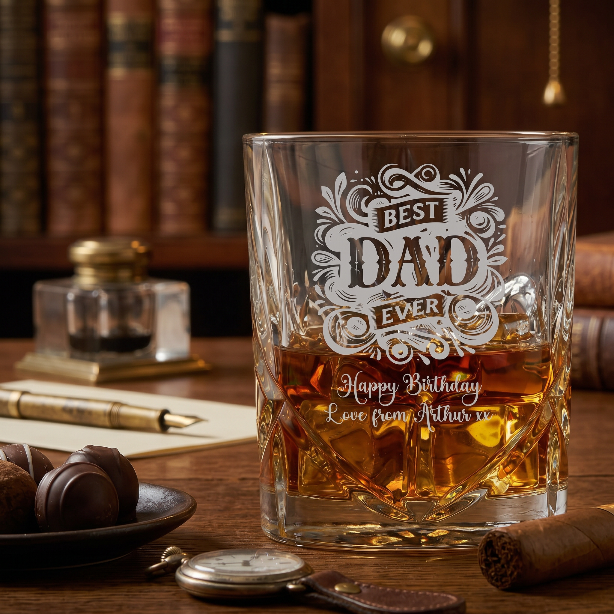 Customised Bespoke Personalised Crystal Cut Whisky Glass Dad Gift Personalised ukgiftstoreonline