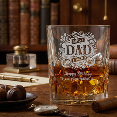 Customised Bespoke Personalised Crystal Cut Whisky Glass Dad Gift Personalised ukgiftstoreonline