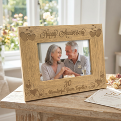 Wooden Photo Frame - 30th Anniversary Oak Wood Frame With Engraving Anniversary Photo Frame ukgiftstoreonline