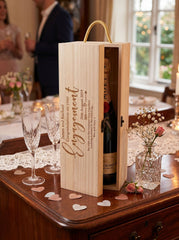 ukgiftstoreonline Personalised Engagement Gift Champagne or Wine Bottle Holder Gift Personalised Wine Glasses ukgiftstoreonline