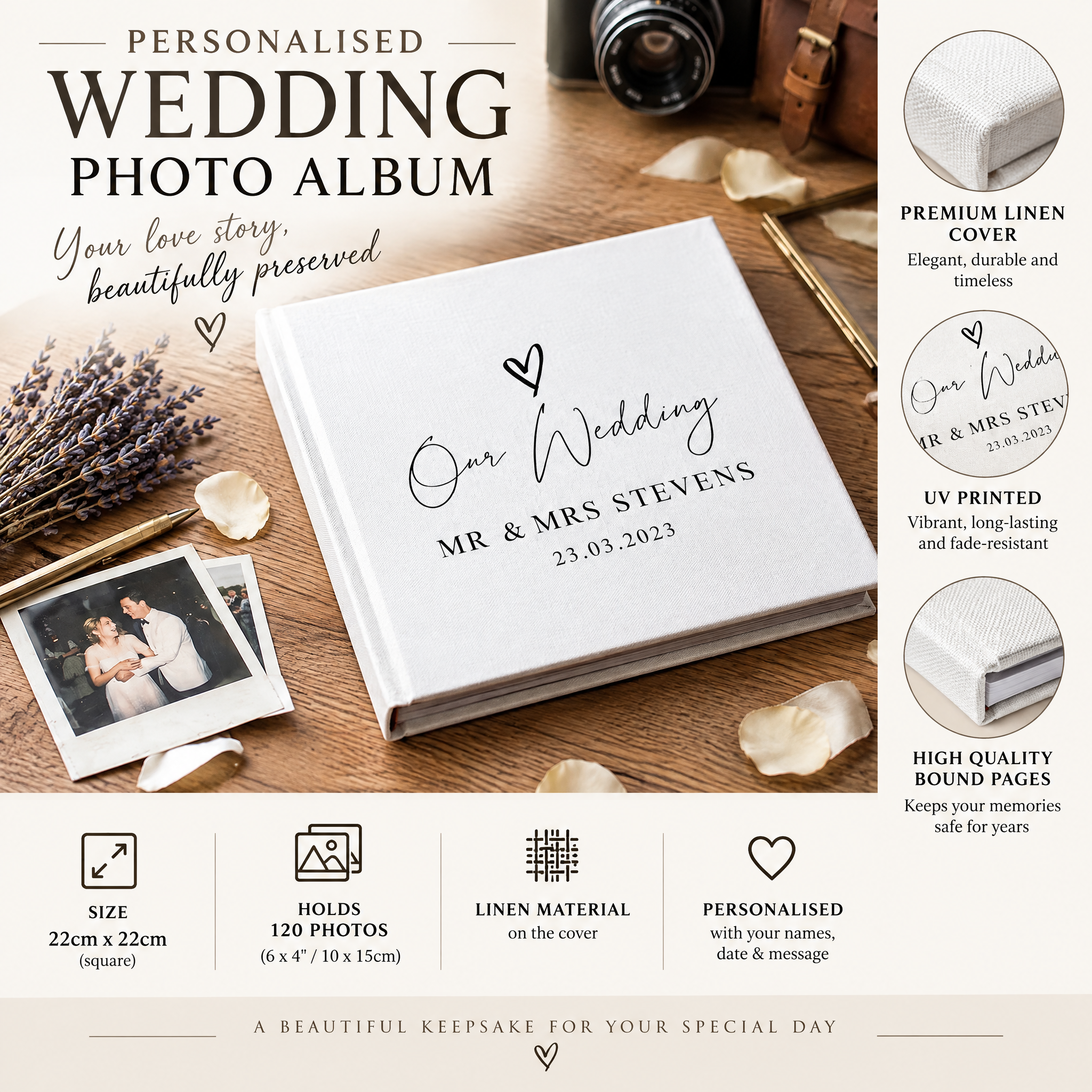 Large Traditional Book Bound Personalised Wedding Photo Album With Heart photo album ukgiftstoreonline