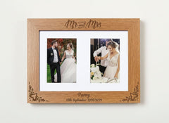 Personalised Mr and Mrs Wedding Double Engraved Wooden Photo Frame Gift wedding photo frame ukgiftstoreonline