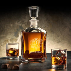 Personalised Monogram Glass Whiskey Decanter with Airtight Stopper Gift