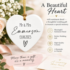 Personalised Wedding Keepsake, Mr & Mrs Porcelain Heart, 7.5Cm ukgiftstoreonline