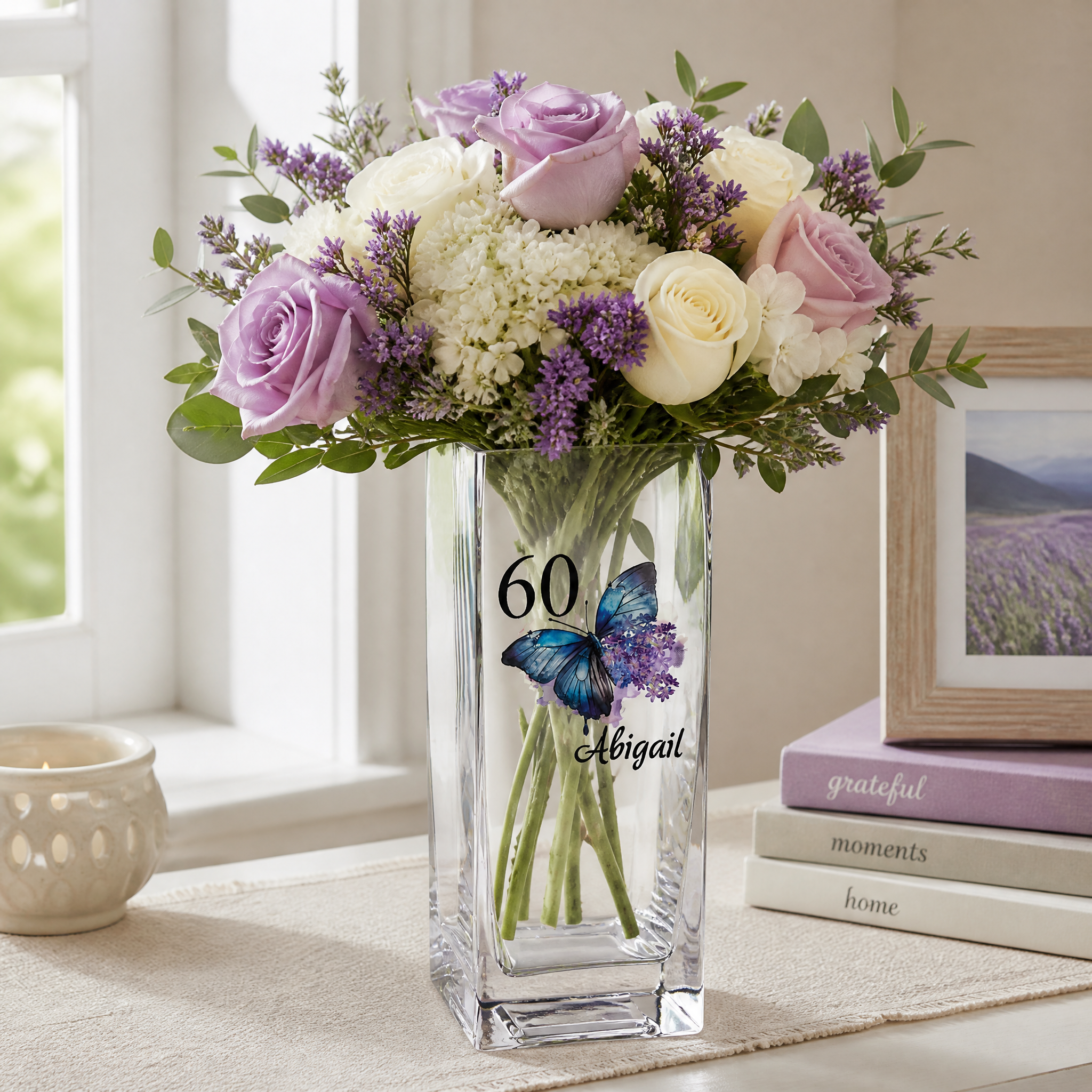 Personalised 60th Birthday Flower Vase Gift Present With Butterfly Personalised Flower Vase ukgiftstoreonline