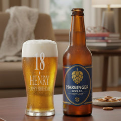 Personalised Birthday Beer Glass Engraved Pint Custom Name for Him any age personalised beer glasses ukgiftstoreonline