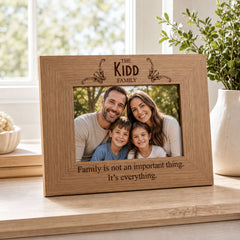 Personalised Family Photo Frame - Oak Wood Picture Frame With Stand & Engraved Family Name Family Photo frame ukgiftstoreonline