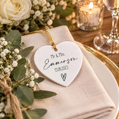 Personalised Wedding Keepsake, Mr & Mrs Porcelain Heart, 7.5Cm ukgiftstoreonline