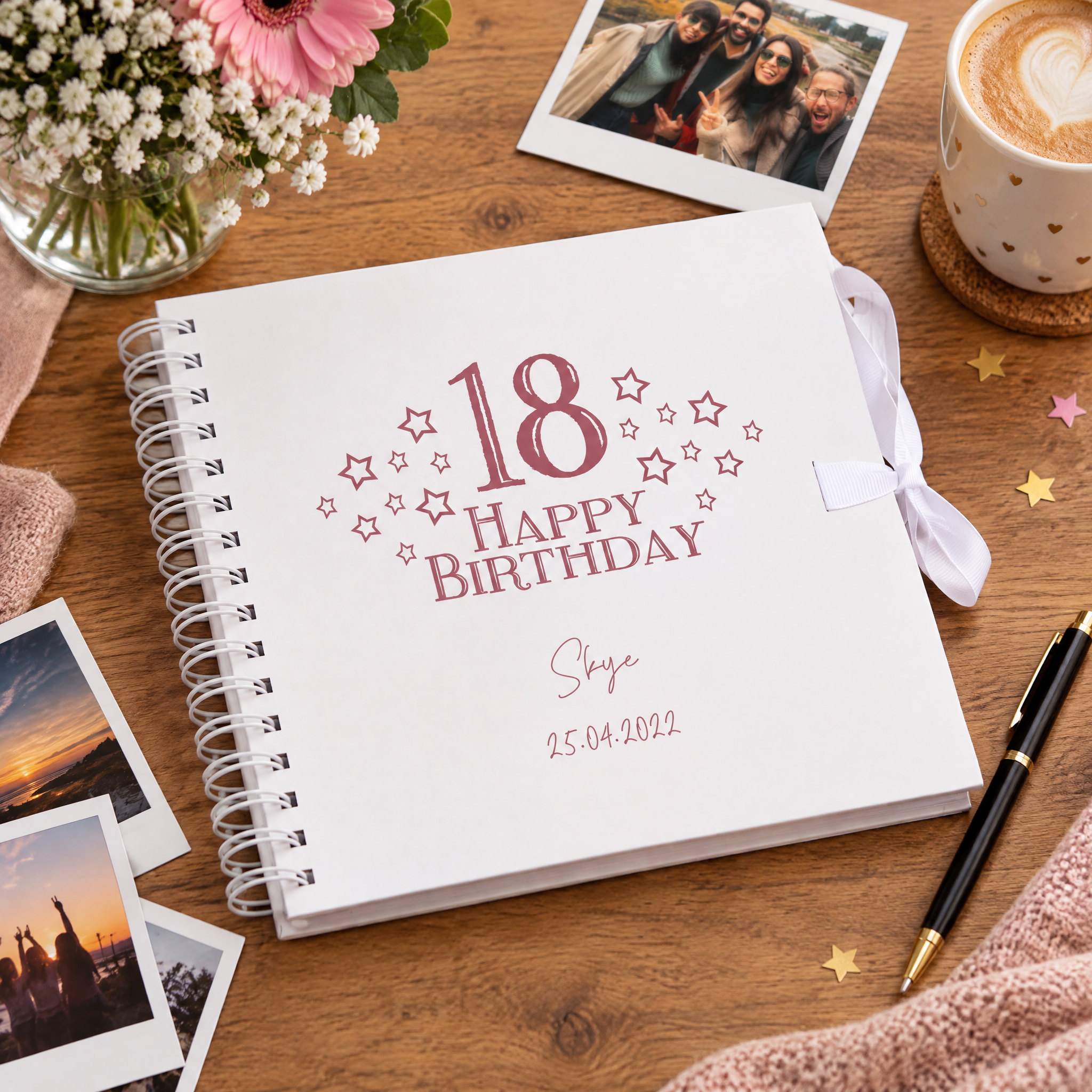 Personalised Any Age Birthday Scrapbook Photo Album Guest Book Star Design 18th, 21st, 30th, 40th, 50th, 60th Birthday Photo Album ukgiftstoreonline