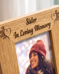 Sister In Loving Memory Remembrance Portrait Wooden Photo Frame Gift