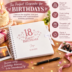 Personalised Any Age Birthday Scrapbook Photo Album Guest Book Star Design 18th, 21st, 30th, 40th, 50th, 60th Birthday Photo Album ukgiftstoreonline