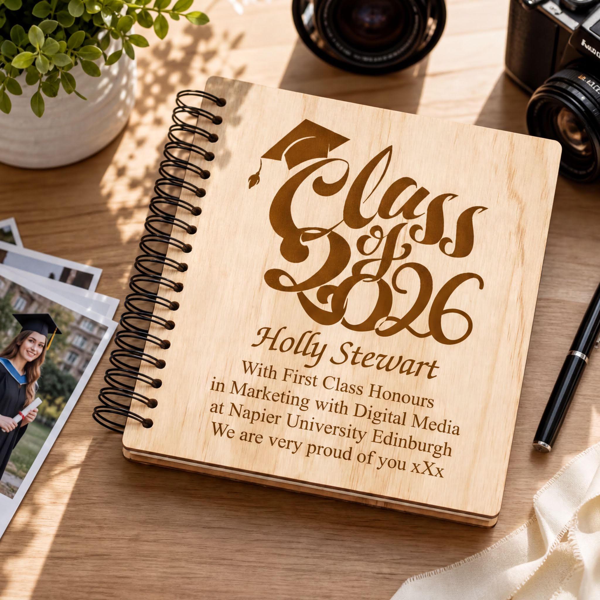 Personalised Graduation Photo Album Engraved Gift With Year photo album ukgiftstoreonline
