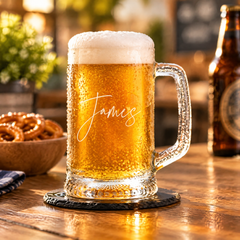 Personalised Name Script Font Birthday Large Beer Tankard Glass Gift for Men personalised beer glass tankard ukgiftstoreonline