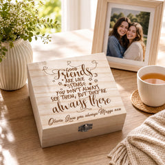 Personalised Keepsake Box - Custom Engraved Wooden Photo Storage Gift For Friendship Keepsake Memory Box ukgiftstoreonline