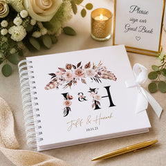 Personalised Boho Style Black Text Wedding Scrapbook Photo Album Scrapbook ukgiftstoreonline