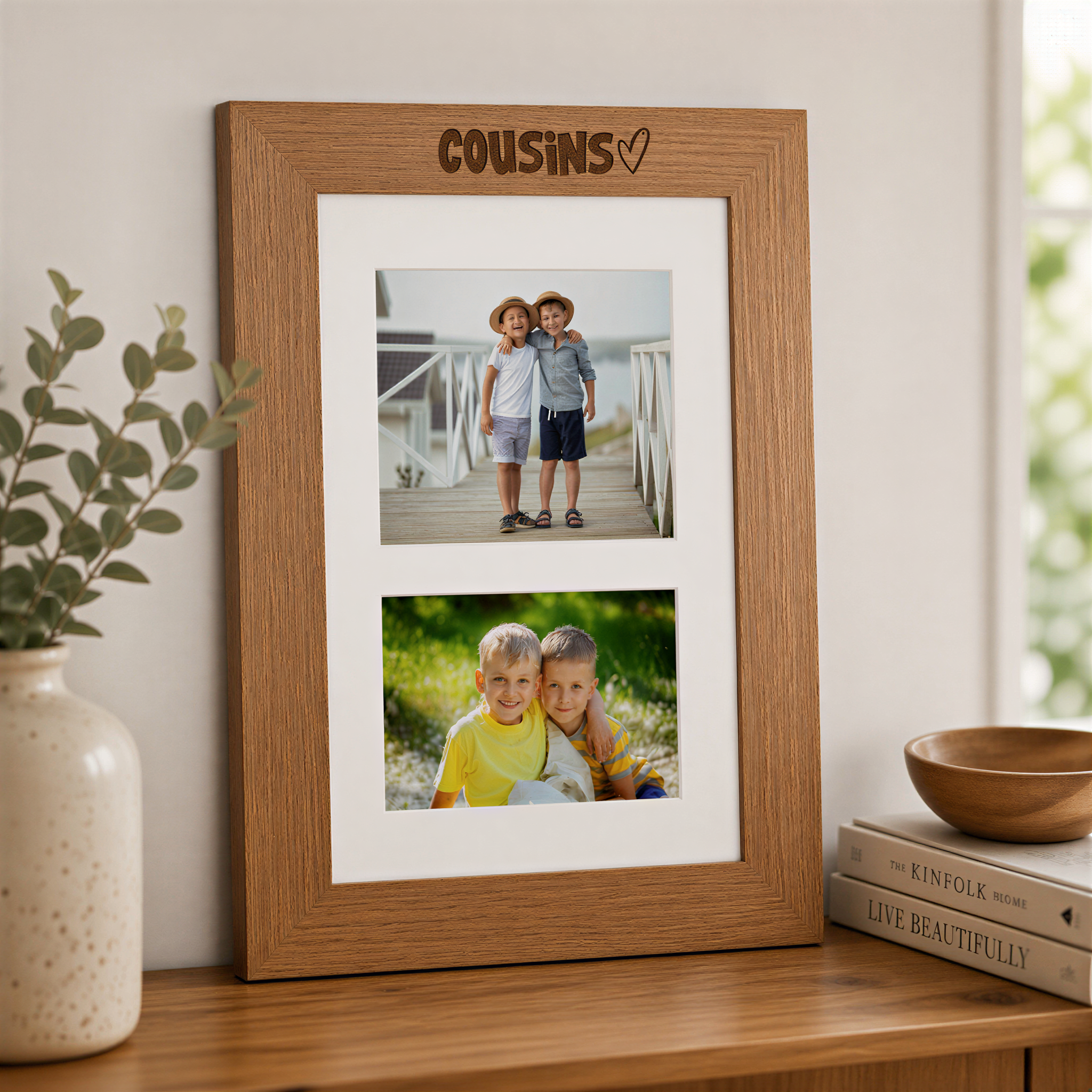 Double Photo Frame, Cousins 6x4 Inch Landscape Oak Wooden Tabletop Photo Frame ukgiftstoreonline