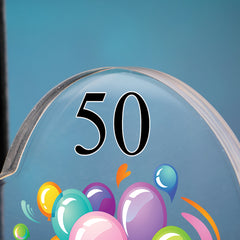Personalised 50th Birthday Balloon Heart Block In Gift Box