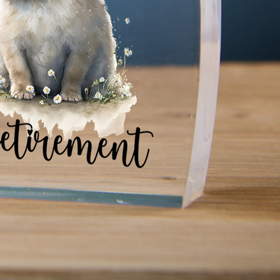 Personalised Retirement Gift For Her Heart Block In Gift Box With Bunny Personalised Plaque Gift ukgiftstoreonline