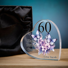 Personalised Any Age Birthday Butterflies Heart Block In Gift Box 13th 16th 18th 21st 30th 40th 50th 60th 70th 80th 90th