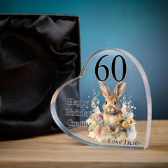 Personalised Any Age Birthday Bunny Heart Block In Gift Box 13th 16th 18th 21st 30th 40th 50th 60th 70th 80th 90th