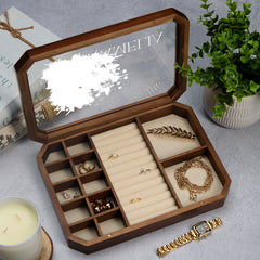 Luxury Large Wooden Jewellery Box Gift For Her 40th Birthday With Butterflies
