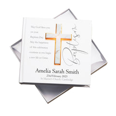 Personalised Baptism Photo Album With Marble Cross