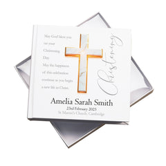 Personalised Christening Photo Album With Marble Cross