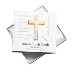 Personalised Communion Photo Album With Marble Cross